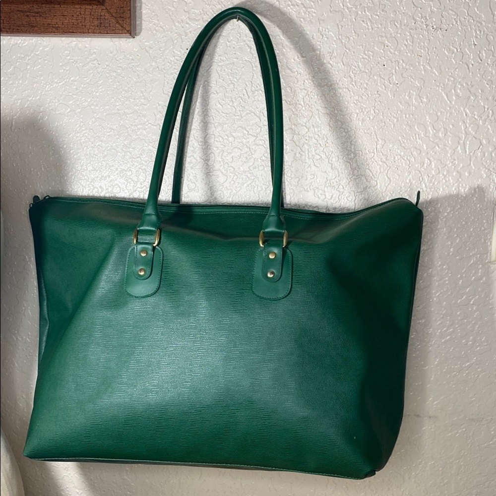 Christian Dior perfume vintage Green PVC Tote weekender bag, with Gold Accents - Picture 3 of 10
